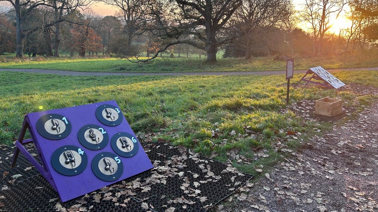 A music themed activity in the children's christmas trail at Killerton